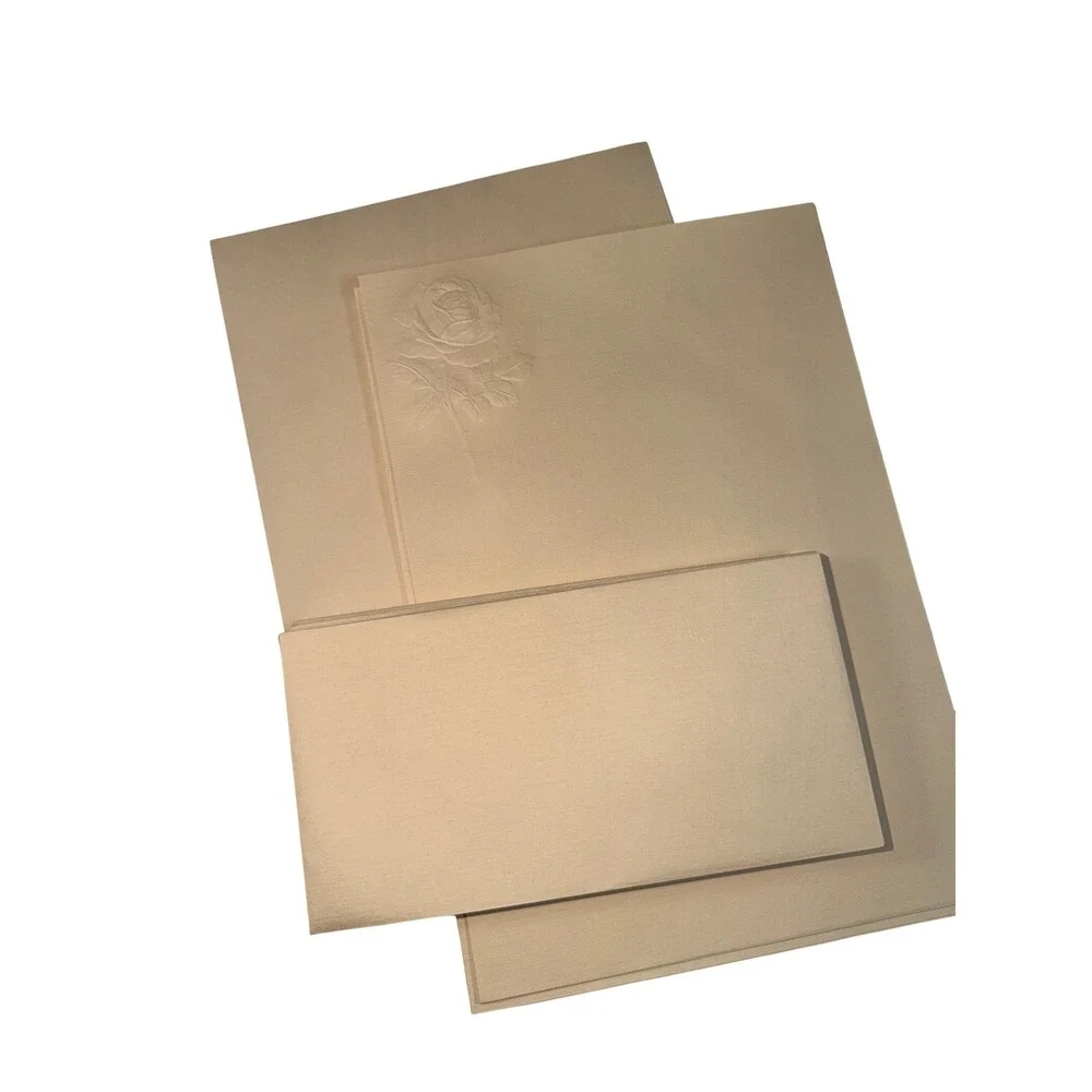 VTG Current Rose Garden Stationery Set Cream Embossed Floral 1982 Letter Paper
